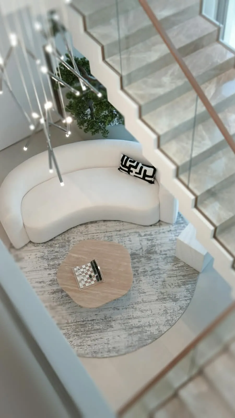 Architectural interior with sculptural details